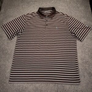 Alotian Club Polo Shirt Mens Large Brown Nike‎ Striped Golf Outdoor Performance